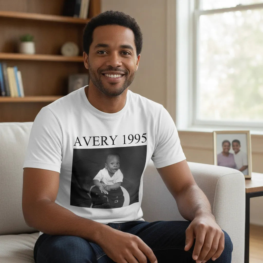 Custom Serif Text & Photo Graphic Tee