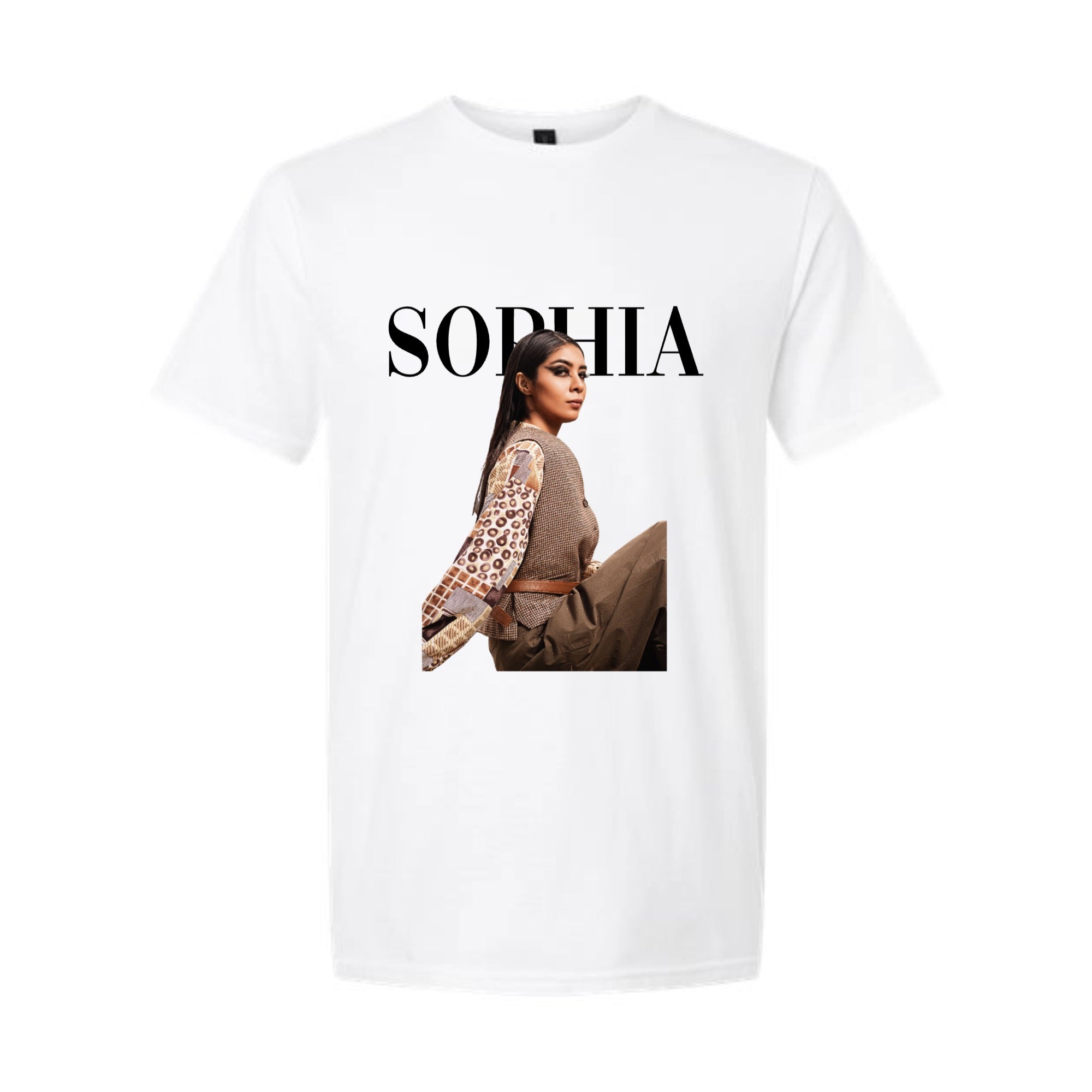 Custom Vogue Text & Image in Colored Graphic Tee