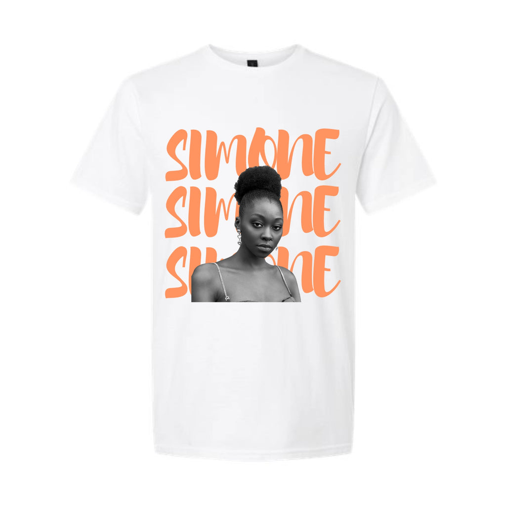 Customize Stacked Text & Photo in B&W Graphic Tee