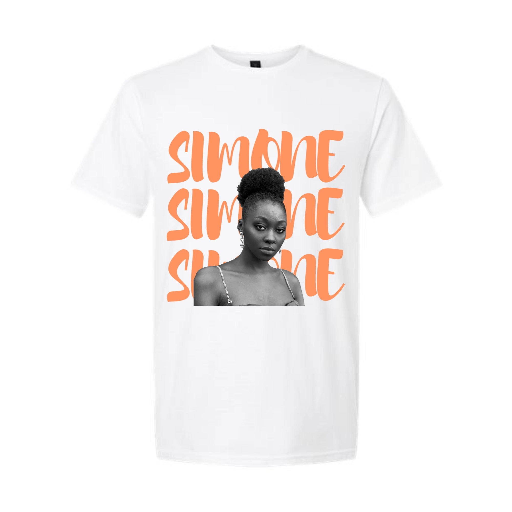 Customize Stacked Text & Photo in B&W Graphic Tee