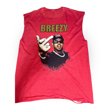 Red Sleeveless Chris Brown Shirt