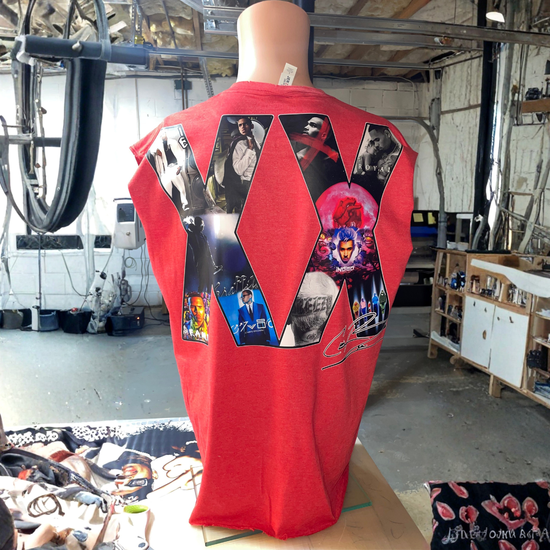 Red Sleeveless Chris Brown Shirt