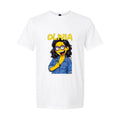 Custom Yellow Cartoon Image with Text on Top Graphic Tee