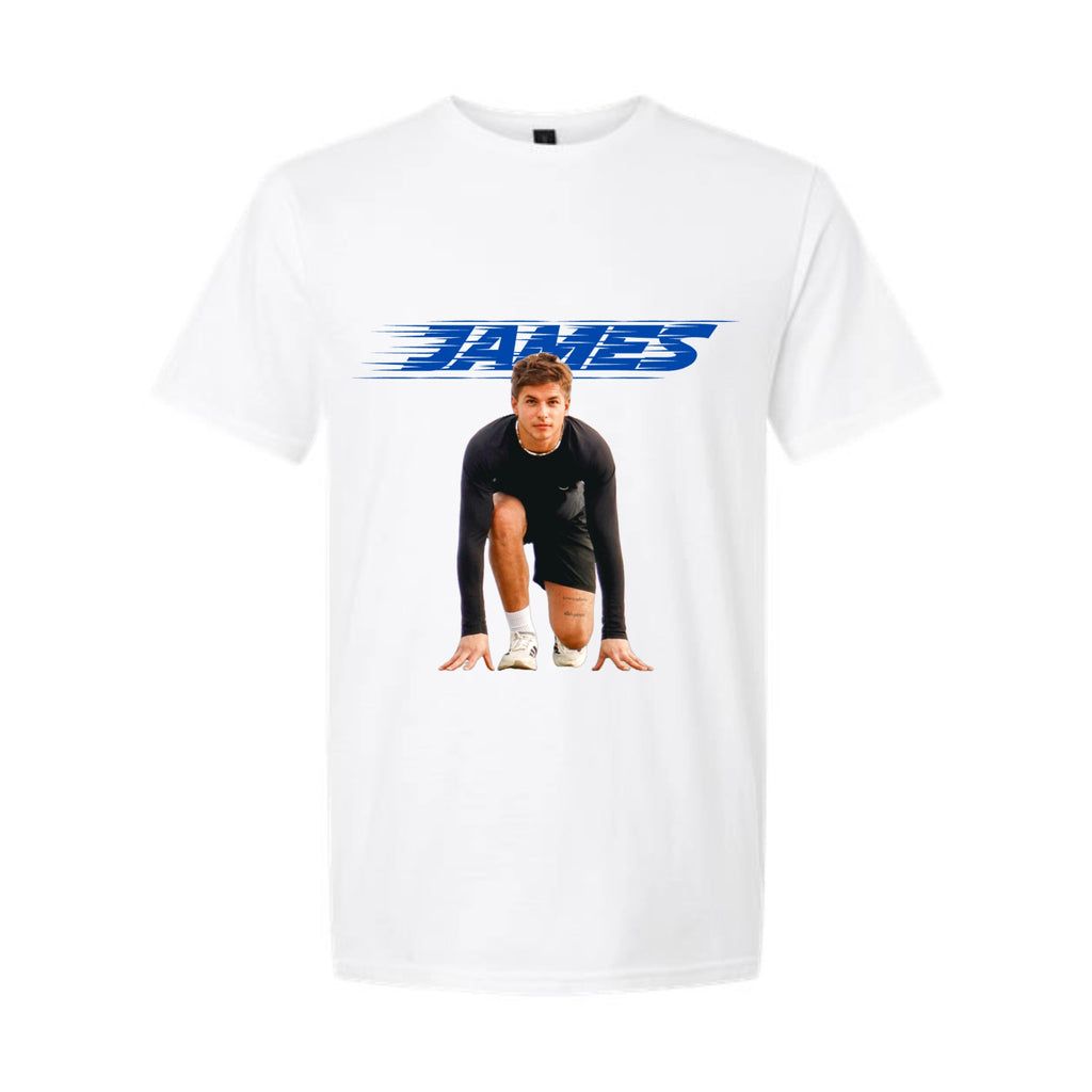 Custom Speedy Text in Blue & Image Graphic Tee