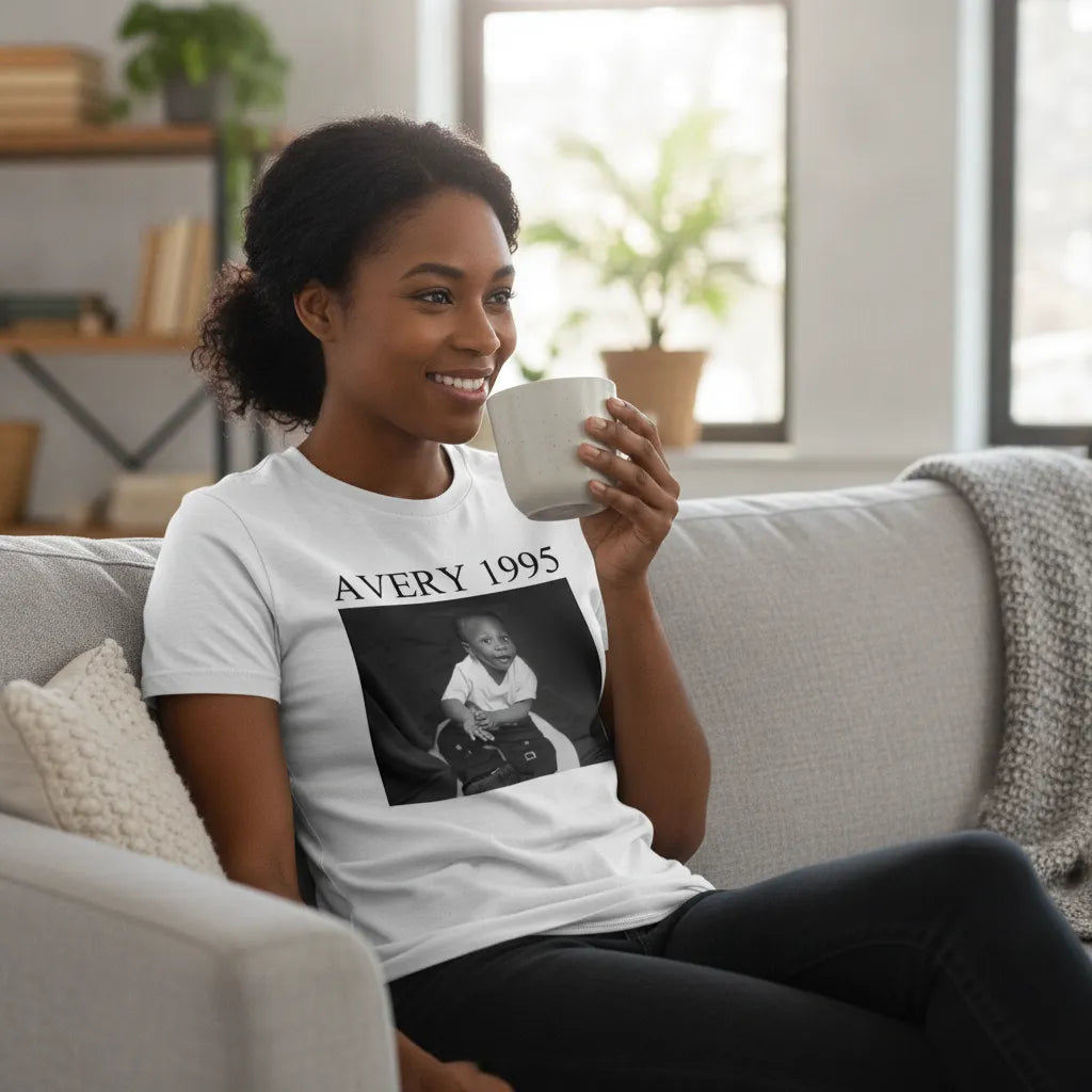 Custom Serif Text & Photo Graphic Tee